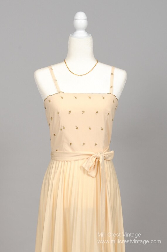 1970 Embroidered Knit Vintage Wedding Gown