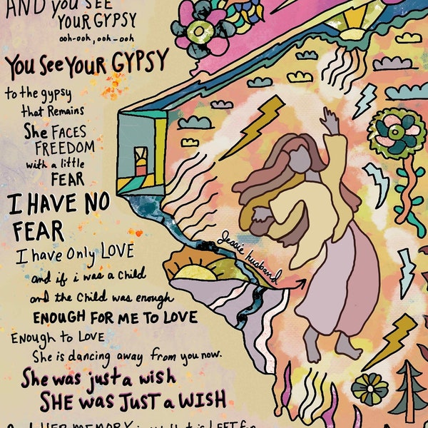 Gypsy, Fleetwood Mac Lyrics, Steve Nicks, Lyric Art (framing options available)