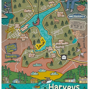 Karte von Harveys Lake, PA, Lake Maps, Lake Life, PA Maps, NEPA (Individualisierungs- und Rahmenoptionen)