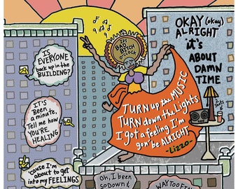 Lizzo, About Damn Time Lyric Print  (framing options available)