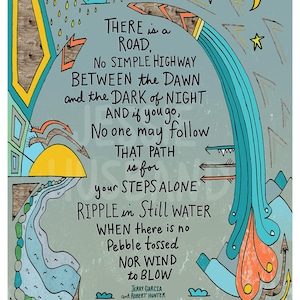 Ripple, Jerry Garcia, Robert Hunter, Grateful dead lyric print (framing options available)