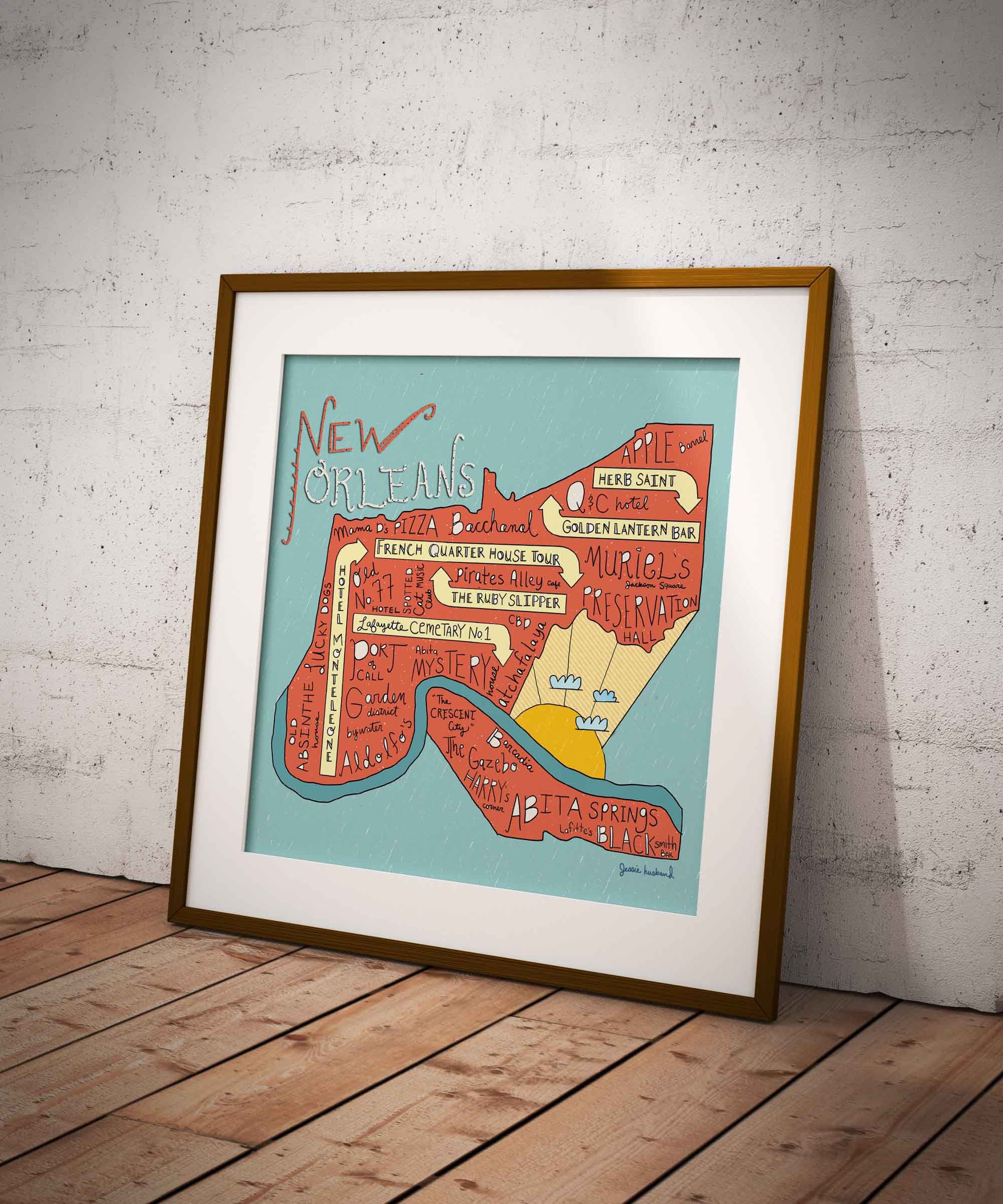 Bless international Vintage Louisiana Map by Dan Sproul Gallery-Wrapped  Canvas Giclée