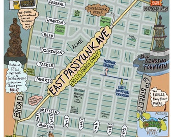 Map Of South Philadelphia South Philly Map | Etsy