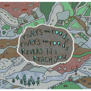 Rivers and Roads, The Head and the Heart Lyrics, Lyric Art (kaderopties beschikbaar)