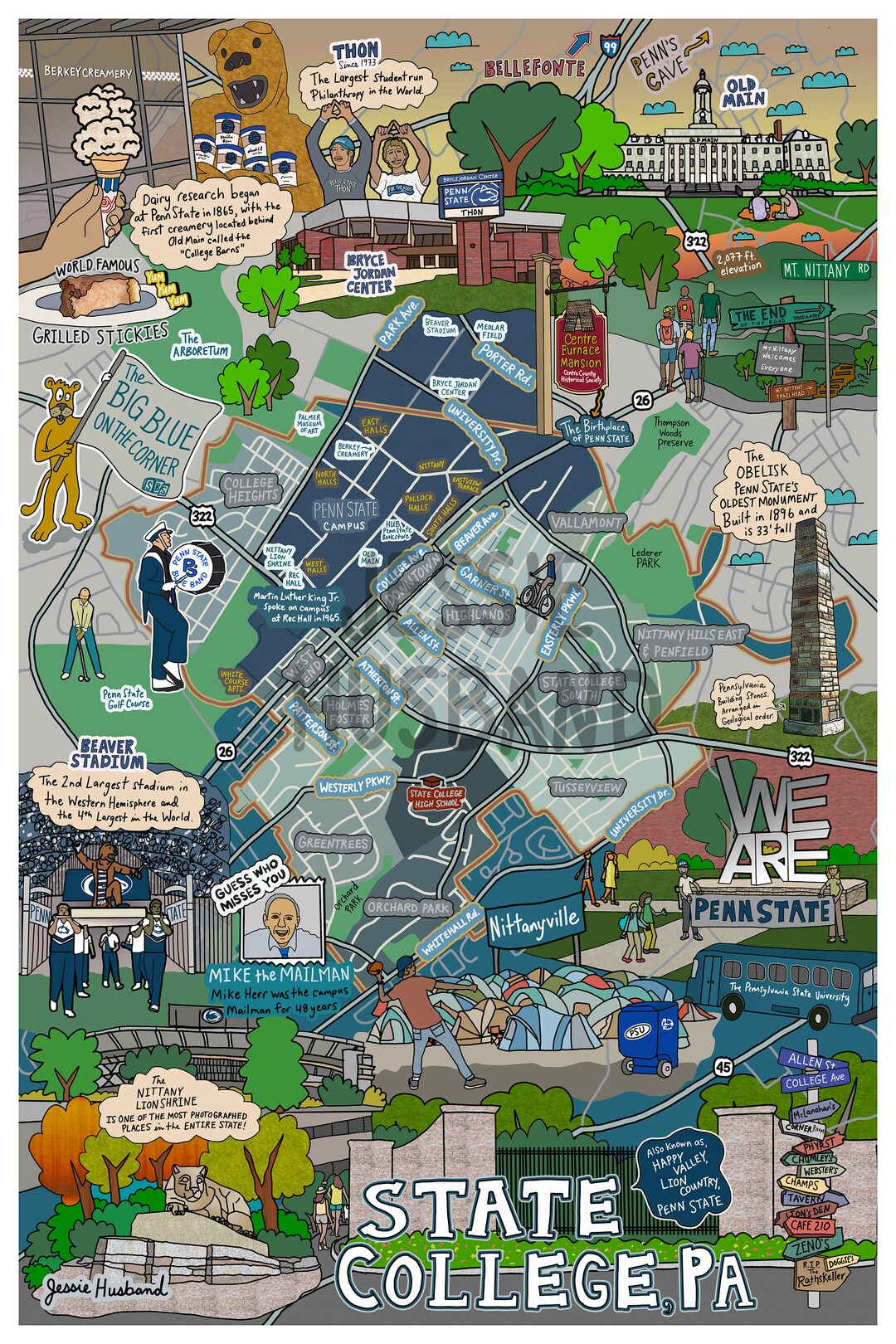 Map of State College, PA, Penn State, Happy Valley customization and ...