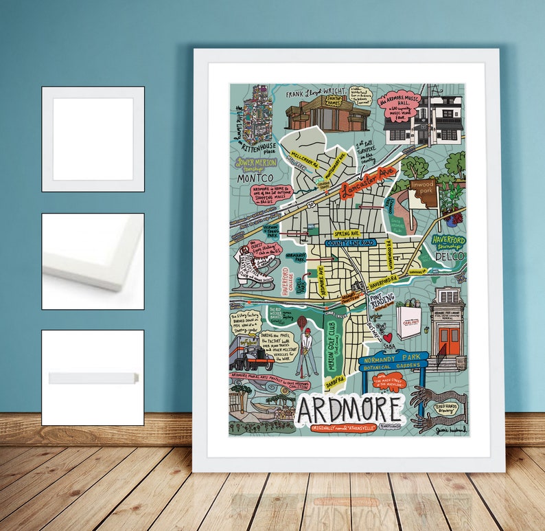 Map of Ardmore Pennsylvania Map Art Philly Pennsylvania Etsy