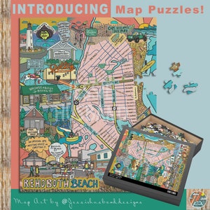 Beach Town Map Puzzles, New Jersey, Delaware, Sea Isle City, Rehoboth Beach, Brigantine, Avalon, Ogunquit, Maine und mehr!
