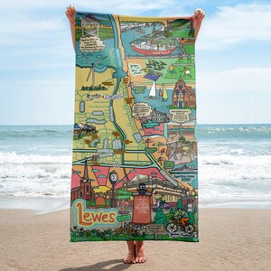 Lewes, DE Carte Serviette de plage