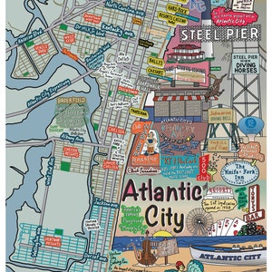 Map of Atlantic City Ventnor City New Jersey Beach Town NJ 