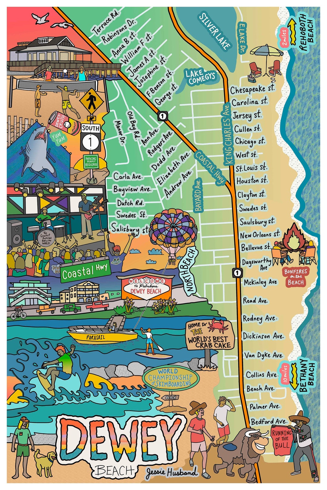 Map of Dewey Beach Delaware Beach - Il 1080xN.4895610024 52ky