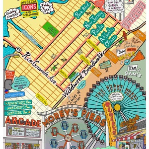 Carte de Wildwood, New Jersey, Beach town, NJ Beaches (options de personnalisation et de cadrage)
