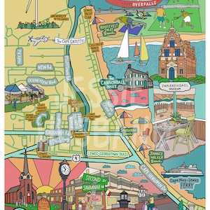 Map of Lewes, Delaware, Beach town, NJ Beaches (customization and framing options)
