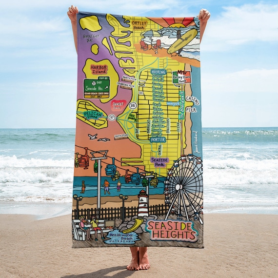 [THE MUSEUM VISITOR]★CITY DRAWING GRAPHIC BEACH TOWEL sublimated-towel-white-30x60-
