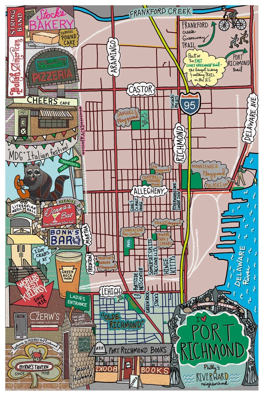 Map Of Port Richmond Philadelphia Pa Map Of Port Richmond Philadelphia Philly Neighborhood Map | Etsy