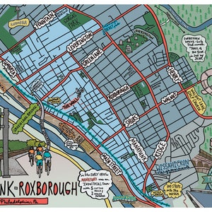 Karte von Manayunk - Roxborough, Philadelphia, Philly Neighborhood Karte, Philly Art, Map Art, Philly, Pennsylvania