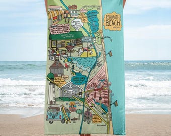 Rehoboth Beach Map Beach Towel