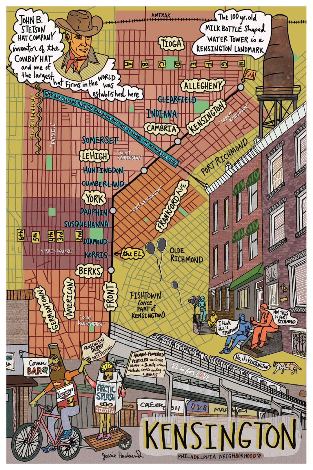 Map of Kensington, Philadelphia, Philly Neighborhood Map, Philly Art