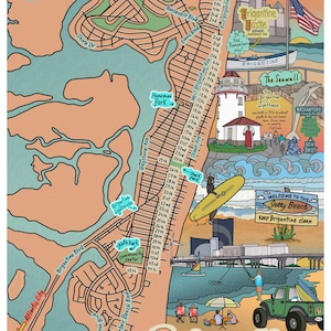 Karte von Brigantine, New Jersey, Beach Town, NJ Beaches (Anpassungs- und Einrahmungsoptionen)