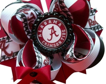 7//8/" ALABAMA CRIMSON TIDE MASCOT GROSGRAIN RIBBON BOWS PARTY DECORATIONS