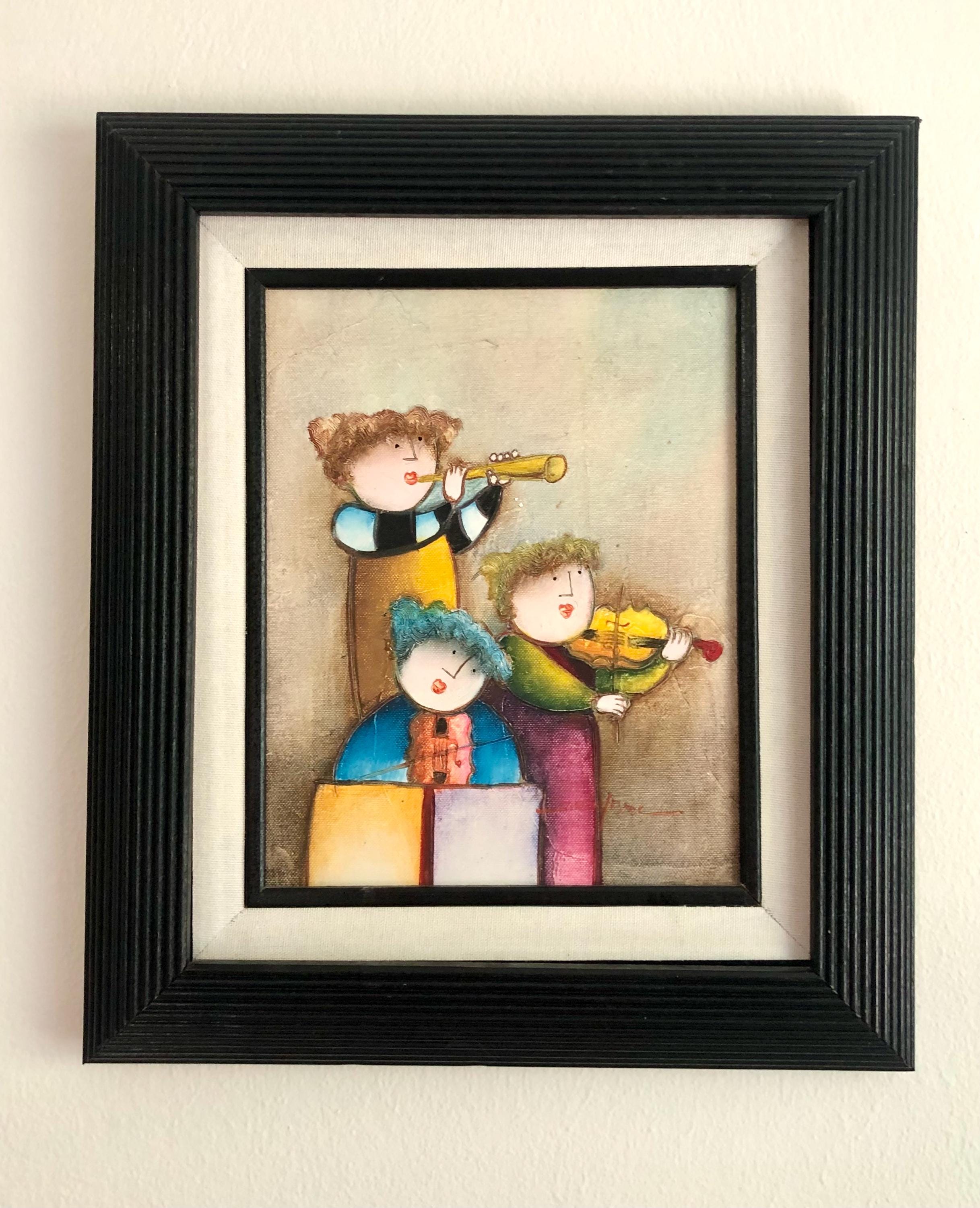 ジェイ　ロイバル　Jey Roybal　油絵 J Roybal Whimsical Young Oil Painting on Canvas Framed, Joyce