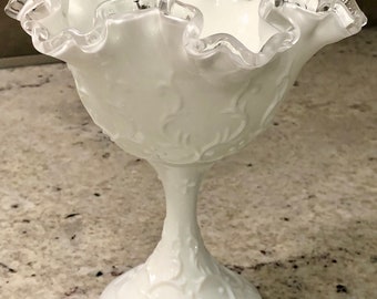 ヴィンテージ フェントン ホワイト ミルク ガラス ボウル