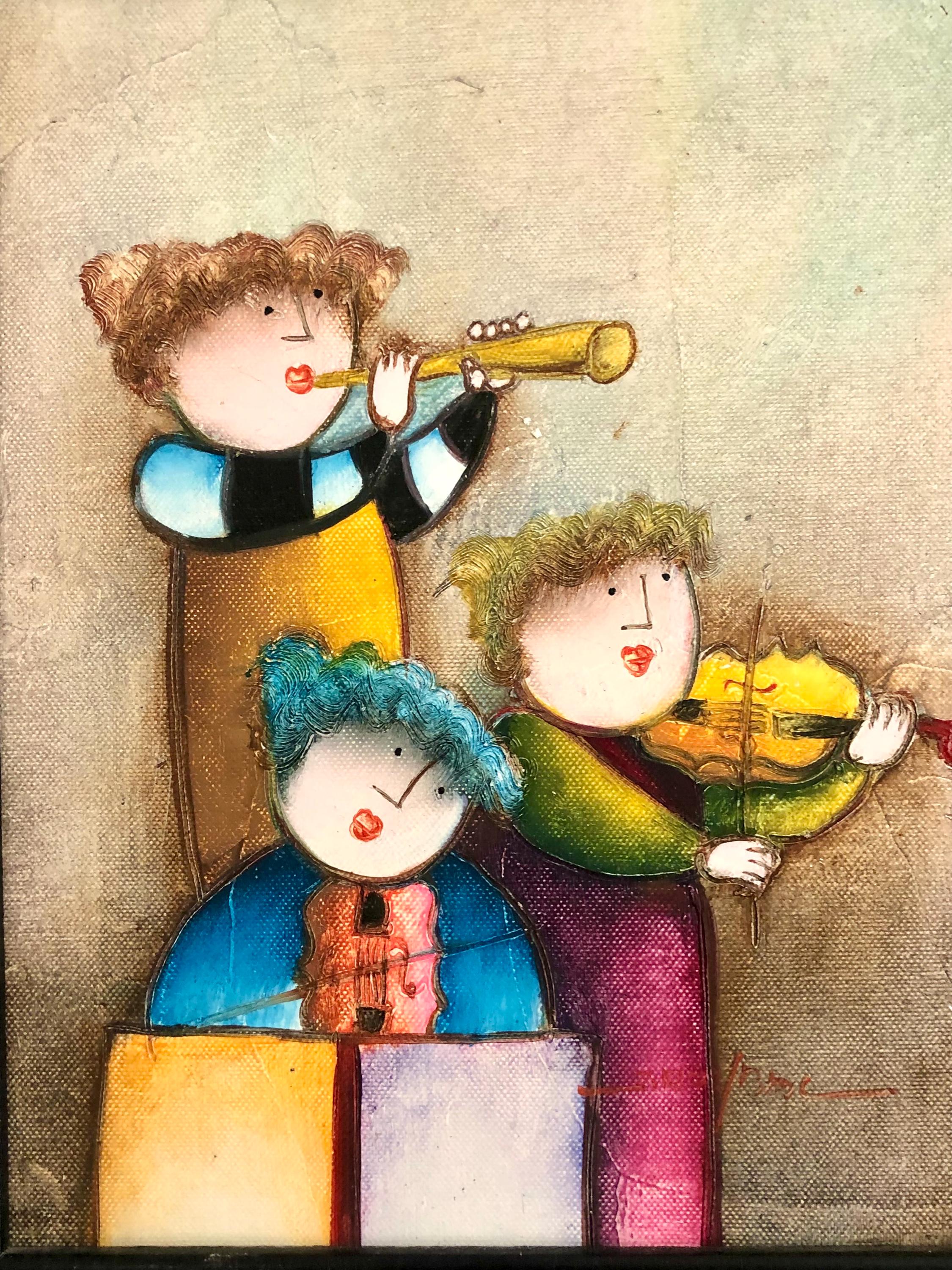 ジェイ　ロイバル　Jey Roybal　油絵 J Roybal Whimsical Young Oil Painting on Canvas Framed, Joyce