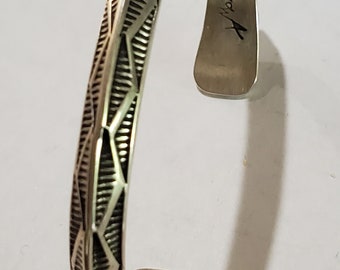 Navajo Cuff Sterling Silver Hand Stamped Cuff Bracelet