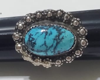 Old Kingman Turquoise Ring Ladies Sterling Silver