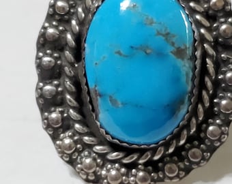 Kingman Turquoise Sterling Silver Ladies Ring