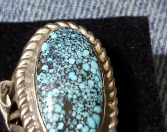 Kingman Spider WebTurquoise Sterling Silver Ladies Ring