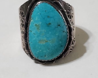 Navajo Silver Gemstone Men's Ring Your Choice Turquoise