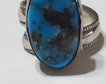 Kingman Turquoise Sterling Silver Ladies Ring Adjustable