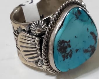 Sleeping Beauty  Turquoise Sterling Ring Men's Sterling Silver