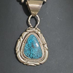 American Indian Sterling Silver High Grade Kingman Turquoise Pendant