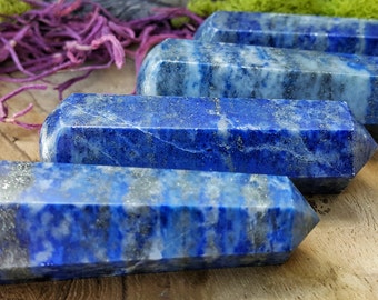 Lapis Lazuli Crystal Healing Wand - Hand Cut Natural Stone Point for Crystal Grids or Terrarium 217
