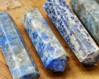 Lapis Lazuli Double Terminated Point - Hand Cut Natural Stone Point for Crystal Grids or Terrarium 248