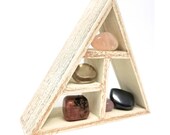 STRESS RELIEF Crystal Healing Set Crystal Grid Stones and Wood Display Shelf Kit in Gift Box for feng shui new age metaphysical 05