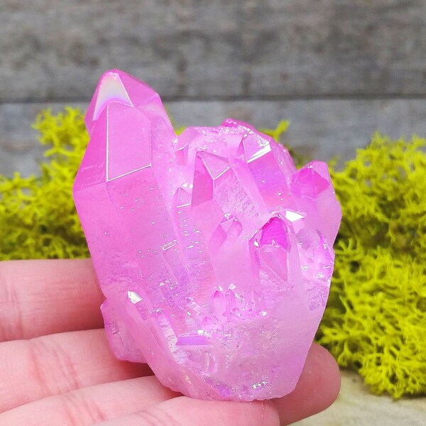 Pink Flame Aura Crystal Quartz Cluster  - 1080.71