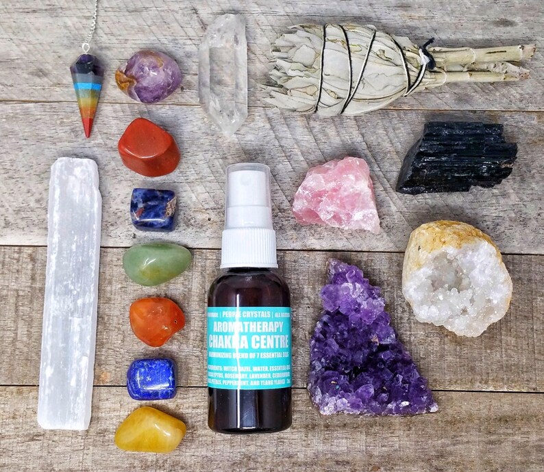 16 pcs Chakra Crystal Healing Kit / Lot of Chakra tumbles Etsy