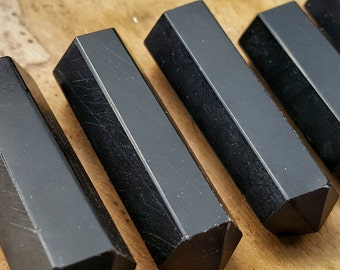 Black Tourmaline Double Terminated Point  - Hand Cut Natural Stone Point for Crystal Grids or Terrarium 146