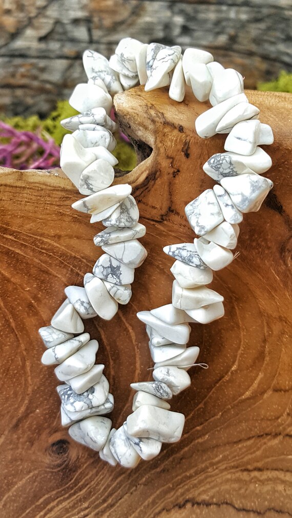 White Howlite Crystal Stretchy Bracelet with Natural Stones Etsy