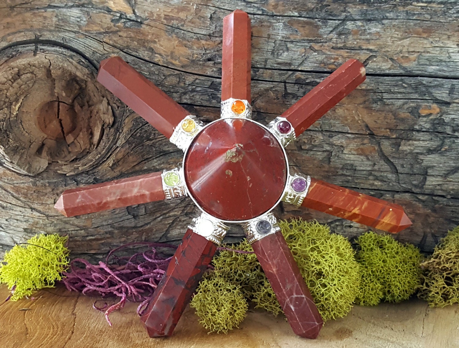 Red Jasper Crystal 7 Point Energy Generator with Chakra Etsy