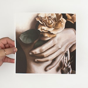 Flower Hand Art Print - Floral Art - Sensual Body Art - Bedroom Art - Rachel Schafer Art - Yellow Rose Painting