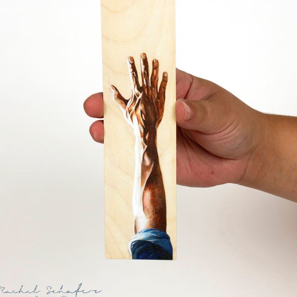 Hand Art Print - Bookmark - Male Arm - Hands - Muscles - Male Veins - Book Worm - Rachel Schafer Art