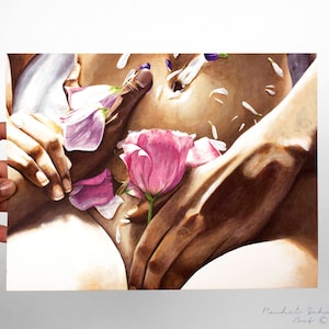 Hand Art Print - Flowers - Feminine - Sensual Body Art - Love Art - Dorm Art - Bedroom Art - Rachel Schafer Art