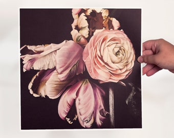 Lámina de príncipe persa - Tulipán loro - Ranúnculo - Arte floral - Arte floral - Arte del amor - Arte del dormitorio