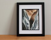 Button Down Shirt Art Print - Clavicle - Sternum - Linen Shirt - Sensual Body Art - Love Art - Bedroom Art - Cotton Shirt