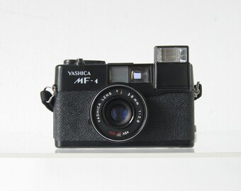 Yashica MF-1 point and shoot 35mm film camera, for display or repair only / AS IS, 38mm lens rangefinder retro design w/ original case