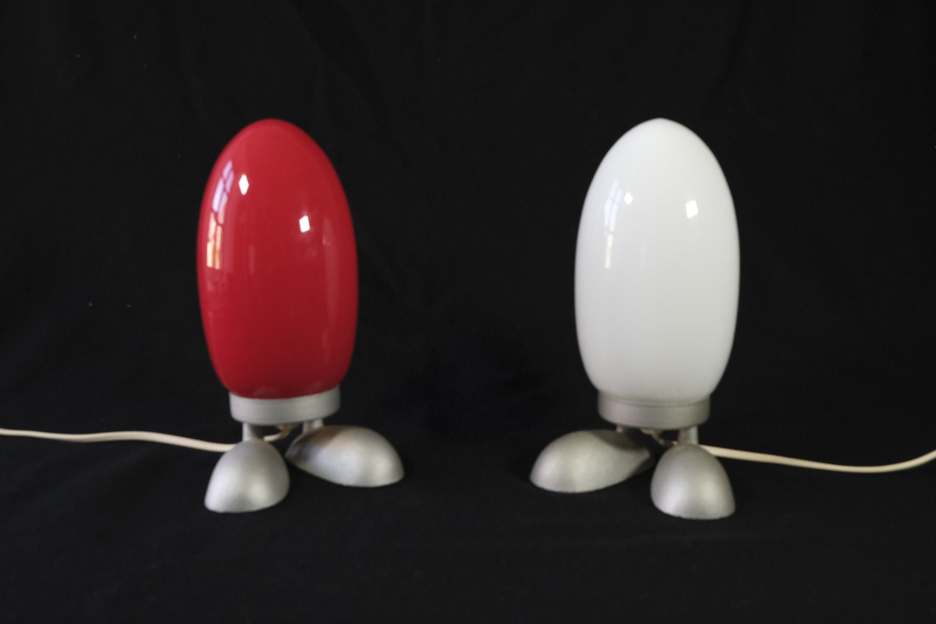 Ikea Fjorton/Paire d'oeufs de Dinosaures Rouges et Blancs Vintage Lampe Table Lampes Chevet