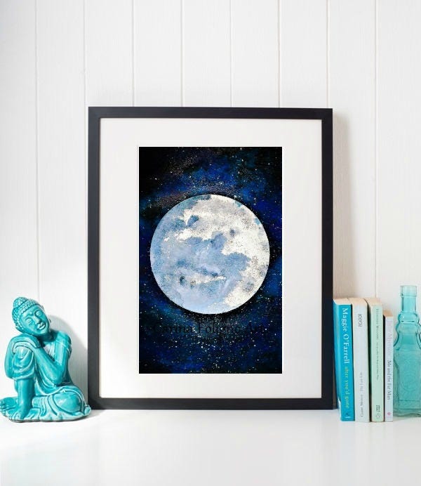 Mond-Malerei Fantasy Mond malen Acryl Mond A4 drucken - Etsy.de